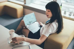Sophisticated Office Lady Fashion: Ruoying in Elegant White Blouse, Black Pencil Skirt, and Sheer Stockings for a Professional Corporate Look - image 34