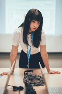 Sophisticated Office Lady Fashion: Ruoying in Elegant White Blouse, Black Pencil Skirt, and Sheer Stockings for a Professional Corporate Look - image 1