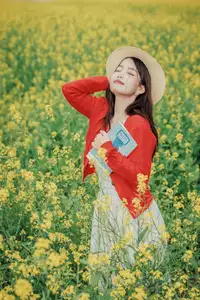 Gentle Beauty: A Girl in a Vibrant Rapeseed Flower Field, Spring Serenity - image 5
