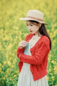 Gentle Beauty: A Girl in a Vibrant Rapeseed Flower Field, Spring Serenity - image 12