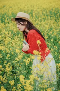 Gentle Beauty: A Girl in a Vibrant Rapeseed Flower Field, Spring Serenity - image 14