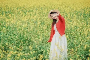 Gentle Beauty: A Girl in a Vibrant Rapeseed Flower Field, Spring Serenity - image 10