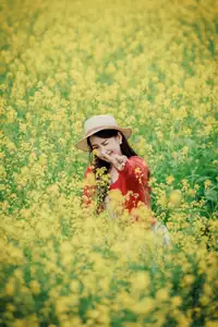 Gentle Beauty: A Girl in a Vibrant Rapeseed Flower Field, Spring Serenity - image 6