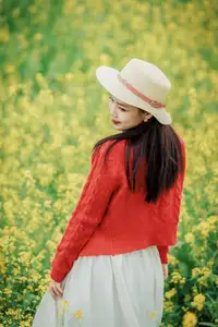 Gentle Beauty: A Girl in a Vibrant Rapeseed Flower Field, Spring Serenity - image 9