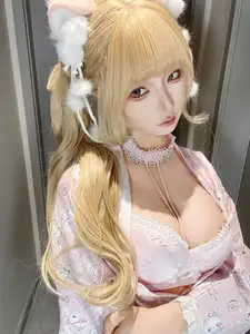 Captivating Coser Chunmomo: Pink Kimono Charm & Cute Cat Ears Part01 - image 3