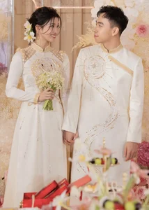 Sparkling Elegance: Runner-up Phuong Nhi Shines in Swarovski-Encrusted Ao Dai for Her Engagement Ceremony - image 4