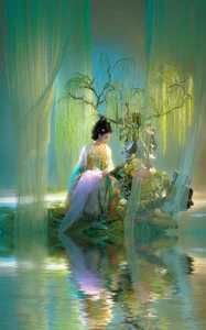 Elegant Spring Hanfu Portrait Collection: Qi Miao Wei Wei VV in YiTuYu Art Language Vol.9057 - Artistic Indoor Traditional Fashion Photography - image 1