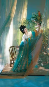 Elegant Spring Hanfu Portrait Collection: Qi Miao Wei Wei VV in YiTuYu Art Language Vol.9057 - Artistic Indoor Traditional Fashion Photography - image 13