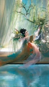 Elegant Spring Hanfu Portrait Collection: Qi Miao Wei Wei VV in YiTuYu Art Language Vol.9057 - Artistic Indoor Traditional Fashion Photography - image 4