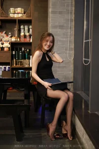 Sophisticated Elegance: Wan Ping in the Black Long Dress Collection [IESS] - image 0
