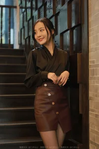 IESS Collection: Wan Ping in Stylish Brown Leather Skirt - image 25