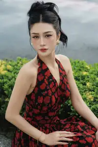 Tran Ngoc Bich: Alluring Beauty & Chic Style in a Vibrant Silk Dress - image 7