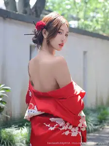 Jin Yun Xi Yuki: Enchanting Beauty in a Fiery Red Kimono, Captivating Every Gaze - XiuRen No.10683 - image 0