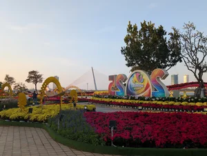 Unique Pink Snake Mascots Spark Joy in Da Nang for Lunar New Year Celebrations - image 1