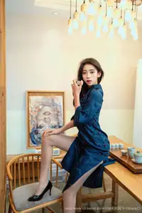 XingYan Star Face Vol.390 Shi An An: Alluring Eastern Charm in Mysterious Blue Cheongsam - image 2