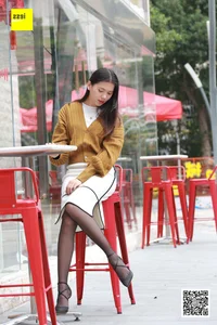 Model Qi Qi in Elegant Black Silk Stockings Collection - image 60
