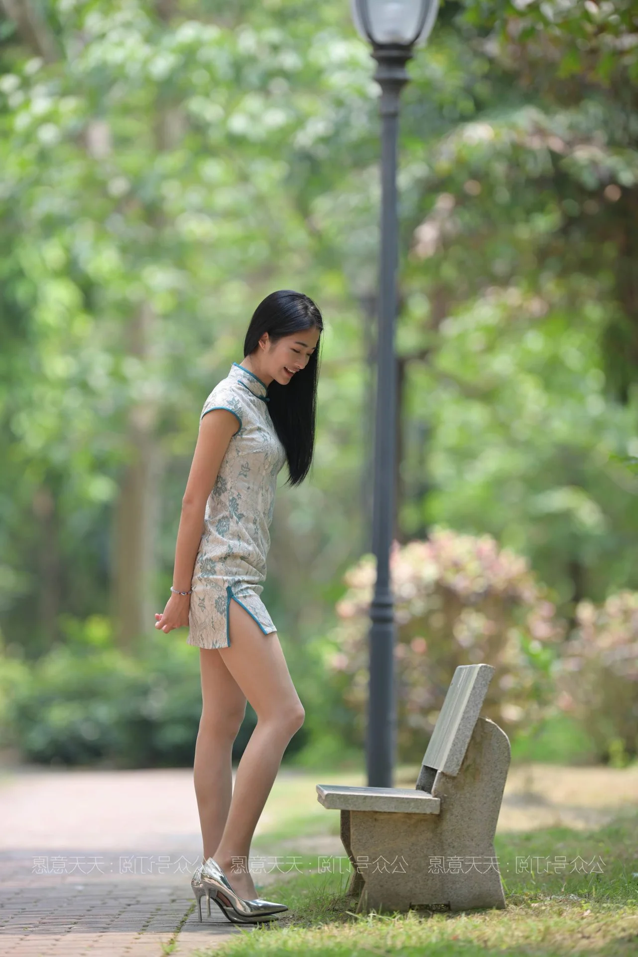 Stunning Qipao Fashion Gallery Featuring Model Ning Ning in Lush Greenery Settings