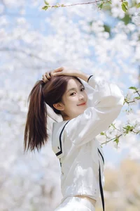 Spring Muse: Pure Elegance in JK Uniform Amidst Blossoms - image 30