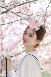 Spring Muse: Pure Elegance in JK Uniform Amidst Blossoms - image 35