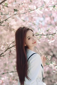 Spring Muse: Pure Elegance in JK Uniform Amidst Blossoms - image 33
