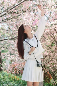 Spring Muse: Pure Elegance in JK Uniform Amidst Blossoms - image 28