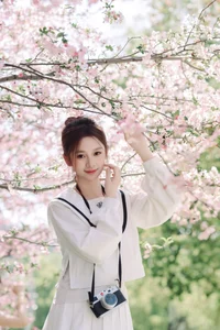 Spring Muse: Pure Elegance in JK Uniform Amidst Blossoms - image 25