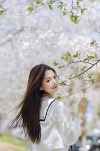 Spring Muse: Pure Elegance in JK Uniform Amidst Blossoms - image 34