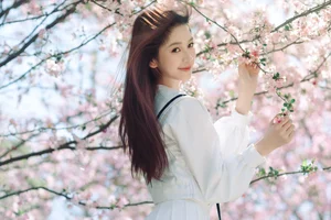 Spring Muse: Pure Elegance in JK Uniform Amidst Blossoms - image 3