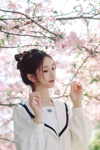 Spring Muse: Pure Elegance in JK Uniform Amidst Blossoms - image 23