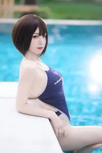 Coser Feng Jiang Jiang V: Graceful Beauty in a Blue Racing Swimsuit by the Pool - image 30