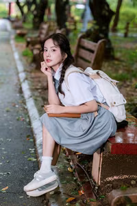 VGU No.142: Captivating Female Student in Uniform Captures Youthful Serenity - image 4