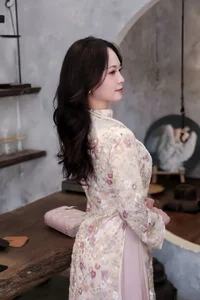 Elegant Floral Vietnamese Ao Dai - Traditional Silk Dress for Women | Authentic Cultural Fashion and Spring Style Inspiration - image 6