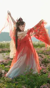 Ethereal Beauty: Xiao Shang Guan in Traditional Attire Amidst Gesang Flowers - YiTuYu Vol.8642 - image 4
