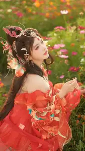 Ethereal Beauty: Xiao Shang Guan in Traditional Attire Amidst Gesang Flowers - YiTuYu Vol.8642 - image 7