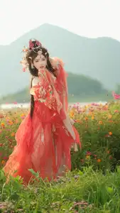 Ethereal Beauty: Xiao Shang Guan in Traditional Attire Amidst Gesang Flowers - YiTuYu Vol.8642 - image 9