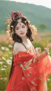 Ethereal Beauty: Xiao Shang Guan in Traditional Attire Amidst Gesang Flowers - YiTuYu Vol.8642 - image 2