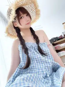 NAGISA: Charming Summer Vibes with Straw Hat & Gingham Dress - Part03 Exclusive - image 2