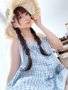 NAGISA: Charming Summer Vibes with Straw Hat & Gingham Dress - Part03 Exclusive - image 6