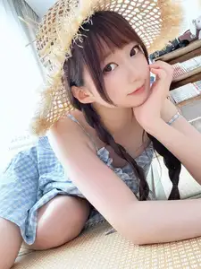 NAGISA: Charming Summer Vibes with Straw Hat & Gingham Dress - Part03 Exclusive - image 4