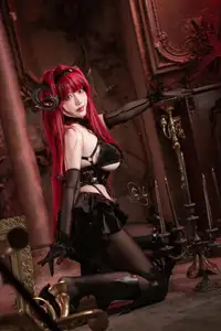 Coser Qie Qie Celia Transforms into Hindenburg: The Alluring Mystique of the Red-Haired Demoness in Unique Cosplay Photoshoot. - image 14