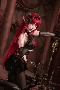 Coser Qie Qie Celia Transforms into Hindenburg: The Alluring Mystique of the Red-Haired Demoness in Unique Cosplay Photoshoot. - image 13