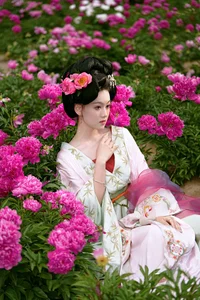 Elegant Floral Portraits with Li Zhi Xiao Ye: Romantic Peony Garden Aesthetic Vol.9113 - image 1