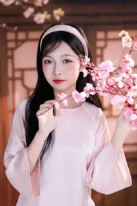Graceful Asian Girl with Spring Blossoms Timeless Beauty Unveiled - image 1