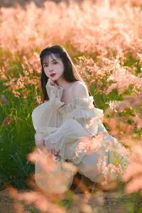 Golden Hour Dream: Ethereal Beauty in White Amidst a Blooming Field - image 17
