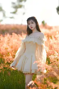 Golden Hour Dream: Ethereal Beauty in White Amidst a Blooming Field - image 15