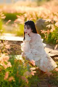 Golden Hour Dream: Ethereal Beauty in White Amidst a Blooming Field - image 18