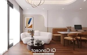 Elegant Akari City 2-Bedroom Interior Design Featuring Soft Curved Aesthetics and Space Optimization - image 0