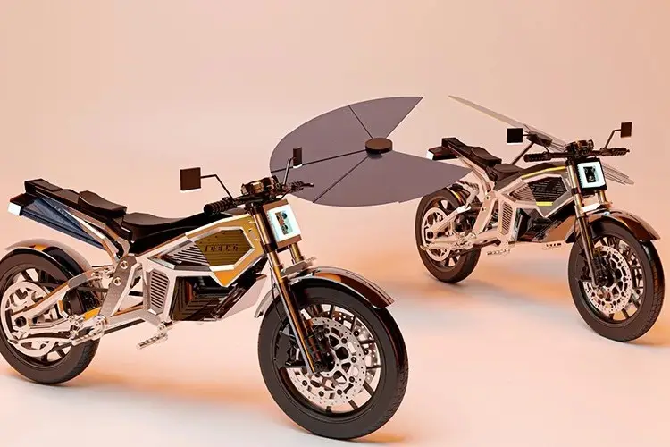Explore Solaris by MASK Architects: The first self-charging solar electric motorcycle, heralding a new era of green mobility.