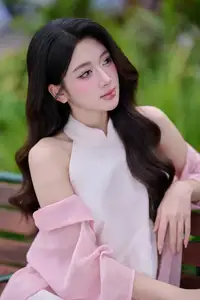 VGU No171: Vietnamese Beauty Graces a Flower Garden in Elegant Pink Ao Dai and Conical Hat - image 10