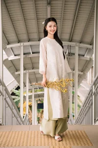Vietnamese Beauty Queens Showcase Elegant Ao Dai Trends for Spring 2025 - image 8